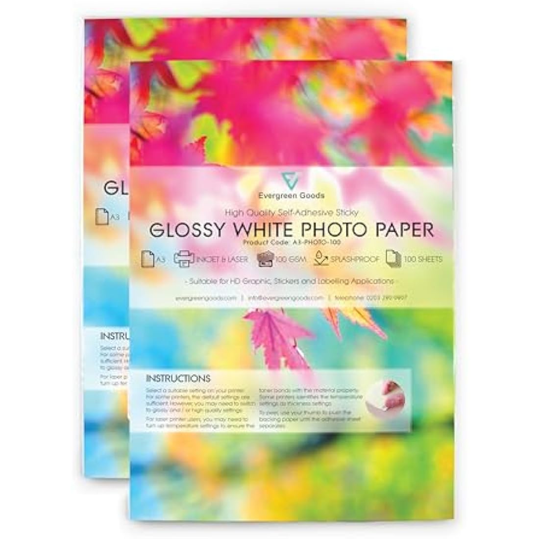 Sheets A3 White Premium Glossy Self Adhesive/Sticky Back Label HQ Resolution Printing Paper Sheet (200)