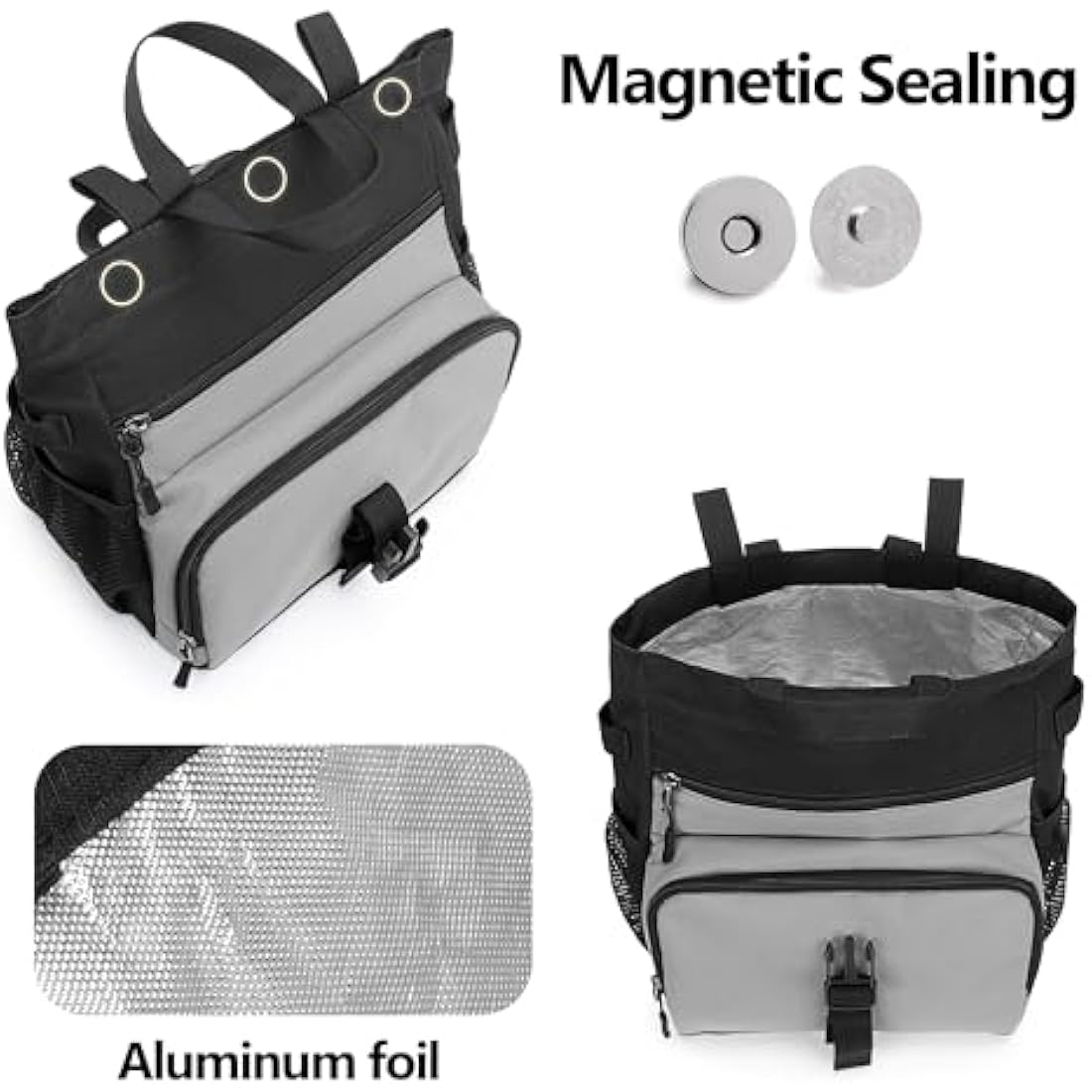 PGmoon Chalk Bucket for Climbing & Bouldering, Chalk Bag Pot with 2 Zippered Pockets, 2 Side Pockets & 4 Brush Holders.