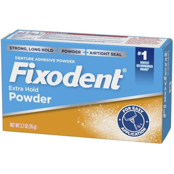 Fixodent Extra Hold Denture Adhesive Powder 2.7 Oz (Pack of 4)