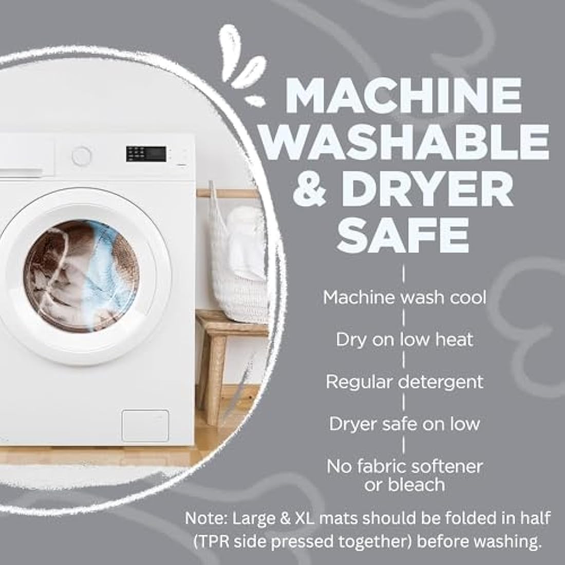 Soggy Doggy Microfiber Chenille Doormat for Wet Dog Paws, 26 x 36 Inch, Large Grey/White Bone