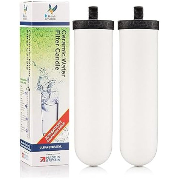 British Berkefeld 7" Ultra Sterasyl Ceramic Gravity Filter Cartridge | 2 Pack| Reduces Contaminants | Suitable for All Gravity Cans | Improves Taste & Odour | NSF Certified Candle Element