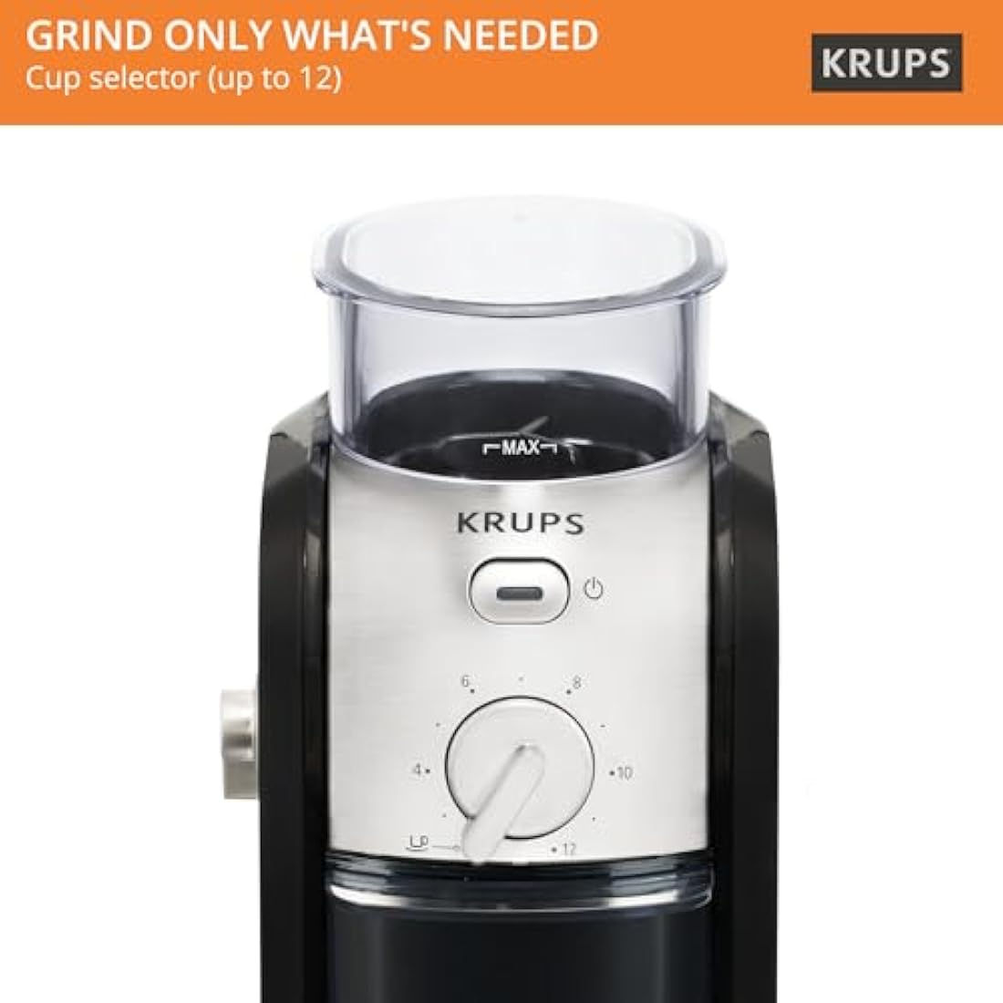Krups Expert Burr, Automatic Coffee Grinder, Easy Clean, black&silver, GVX231
