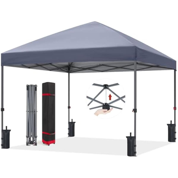 ABCCANOPY 2.5x2.5M Pop Up Gazebo Commercial Gazebo With Upgraded Roller Bag, 4 Weight Bags, Stakes and Ropes (Grey)