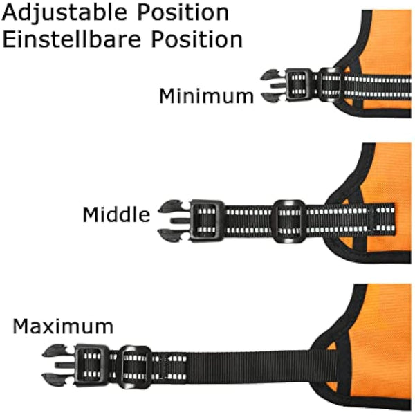 HEELE No Pull Dog Harness - Ex-Large, Release on Neck, Reflective, Adjustable with Front & Back Leash Attachments & Soft Padded Control Handle - Orange, XL