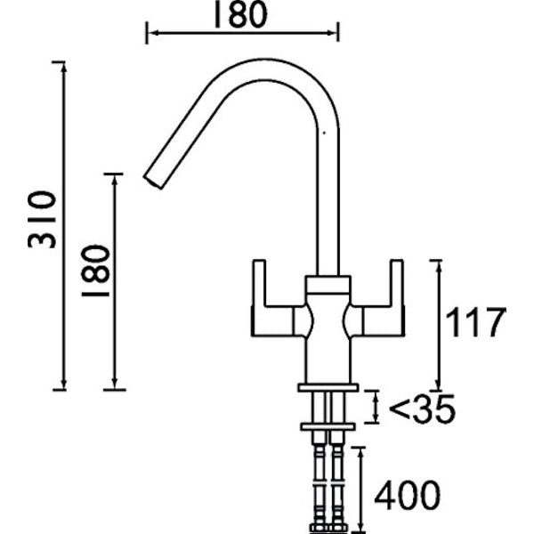 Bristan CSH EFSNK C Cashew Easyfit Kitchen Sink Mixer Tap with Swivel Spout, Chrome