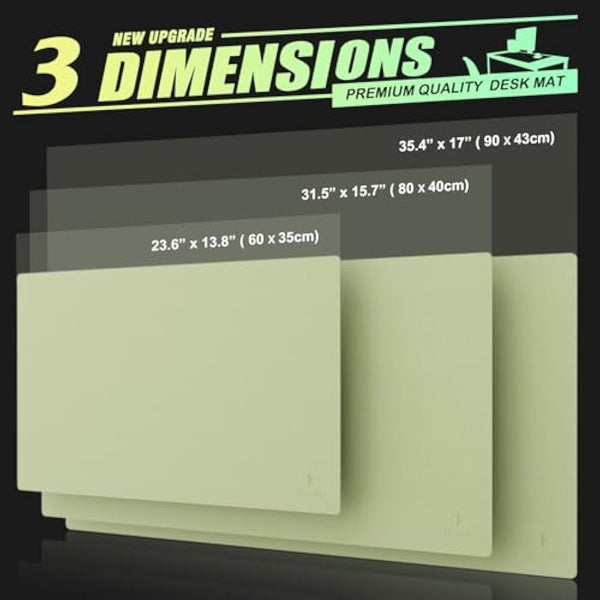 K KNODEL Large Office Leather Desk Mat, Mouse and Keyboard Pad, Computer and Laptop Mat, Desktop Protector and Cover, Writing Pad and Blotter (90x43cm, Light Green)