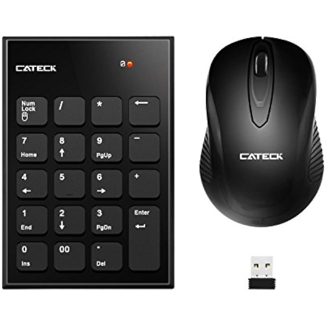 Numeric Keypad & Mouse Combo, Cateck 2.4G Wireless Mini USB Number Pad Keyboard and Mouse Combo with USB Receiver for Laptop Desktop PC Notebook- Just One USB Receiver