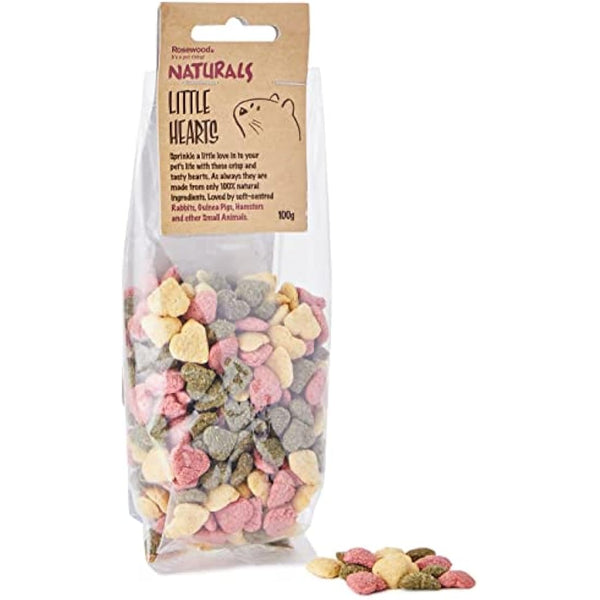 Rosewood Naturals Little Hearts, Small Animal Treats for Rabbits, Guinea Pigs, Chinchillas, Degus, Hamsters, Gerbils, Mice and Rats, 100g