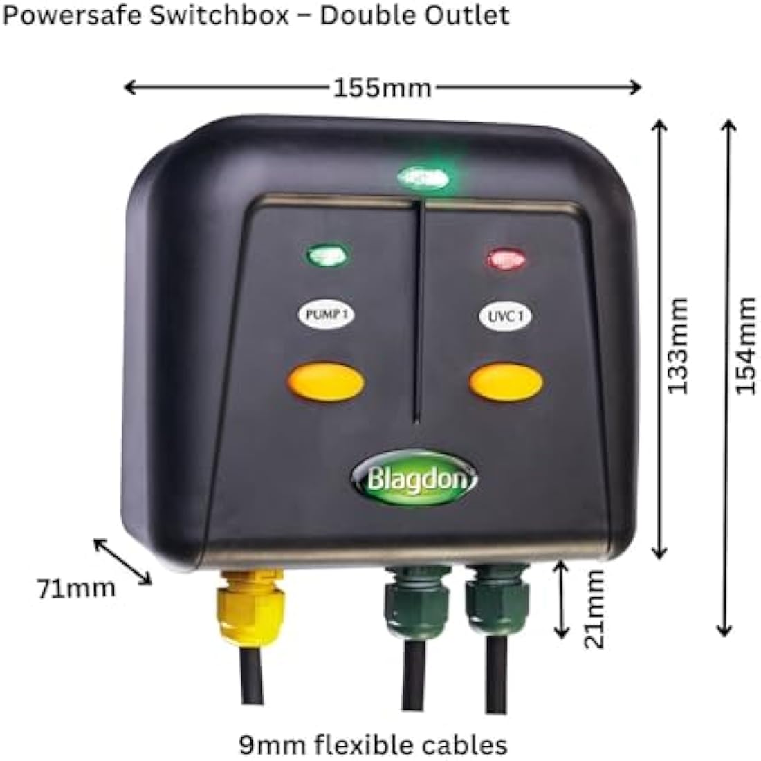 Blagdon 1040204 Powersafe Garden & Pond Safe Weatherproof Electrical Switch Box, 2 Outlet, Black
