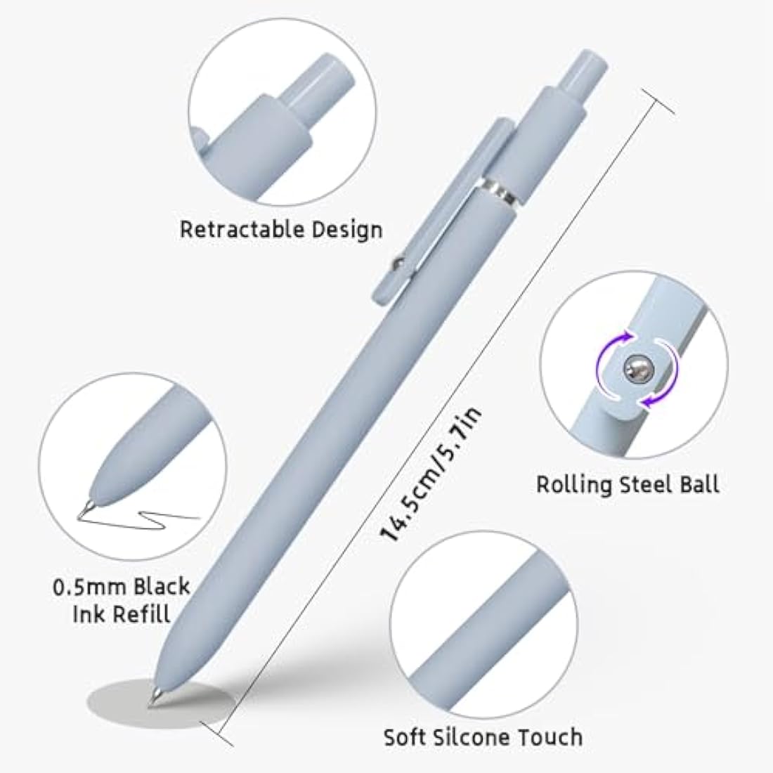 UIXJODO Gel Pens, 10 Pcs 0.5mm Fine Point Black Ink Pens with Soft Grip, Morandi Series for Writing, Note Taking