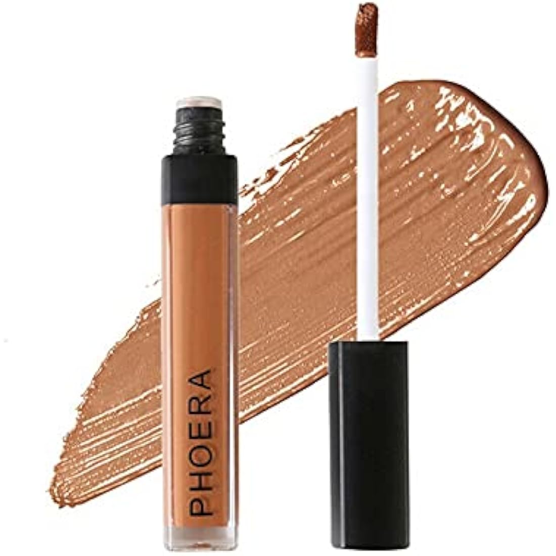 Phoera Full‑Coverage Matte Liquid Concealer – Waterproof, Oil‑Free Camouflage for Dark Circles, Acne Scars & Under‑Eye (109 - Hazelnut)