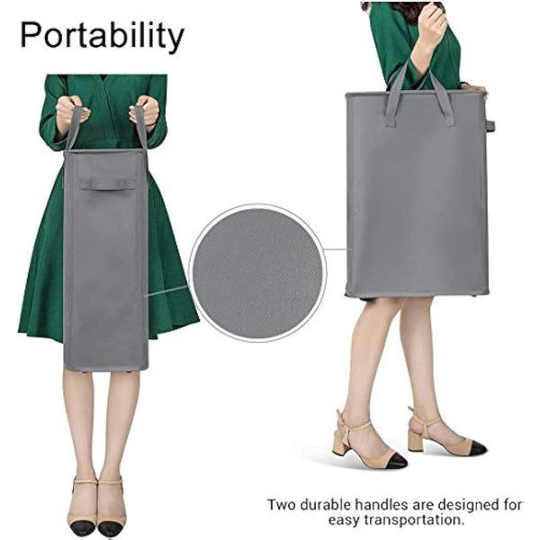 Chrislley Slim Laundry Basket Small Laundry Hamper Foldable Washing Basket Collapsible Laundry Bag Narrow Laundry Bin with Handle