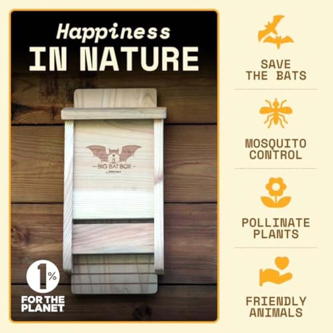WildYard The Complete Bat House & Bat Box for Outdoors - Keep your Backyard Mosquito-Free - Without Paint, Single Chamber - Easy to Hang