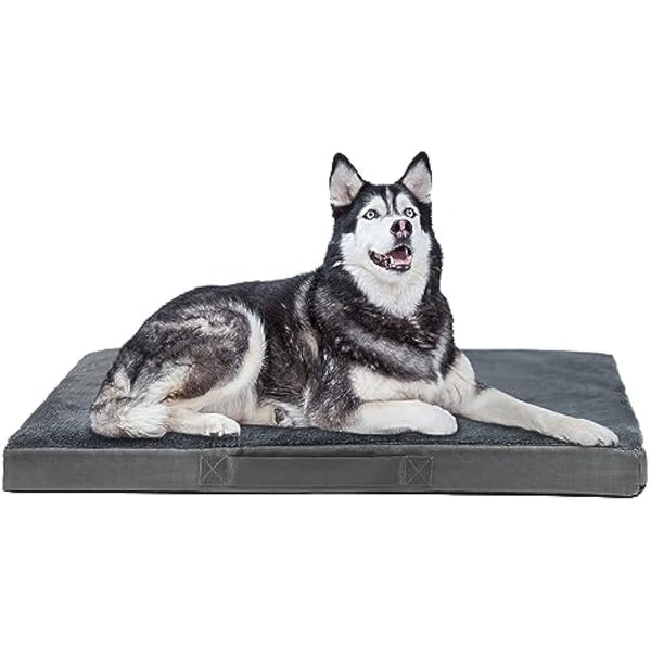 Nepfaivy Extra Large Dog Bed - Waterproof Orthopedic Mattress for Dog Crate, 120×75×7.5cm Soft Medium Bed with Removable Washable Plush Covers, Dark Grey