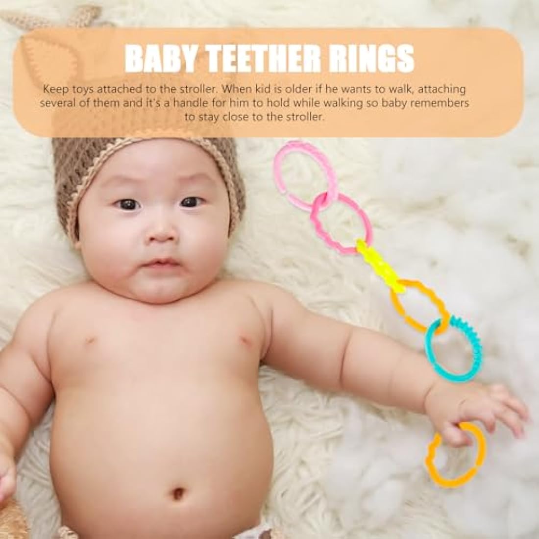 YeahiBaby 24pcs Baby Teether Ring Link Rings Toys Infant Links Rattle Strollers Crib Travel Toys