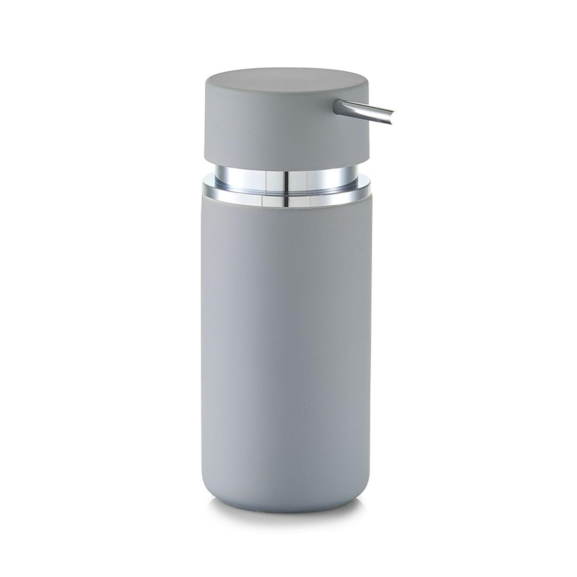 Zeller Soap Dispenser Rubber of Ceramic in Grey, 6.6 x 16 x 6.6 cm