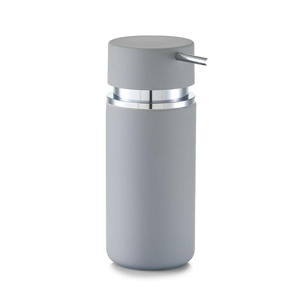 Zeller Soap Dispenser Rubber of Ceramic in Grey, 6.6 x 16 x 6.6 cm