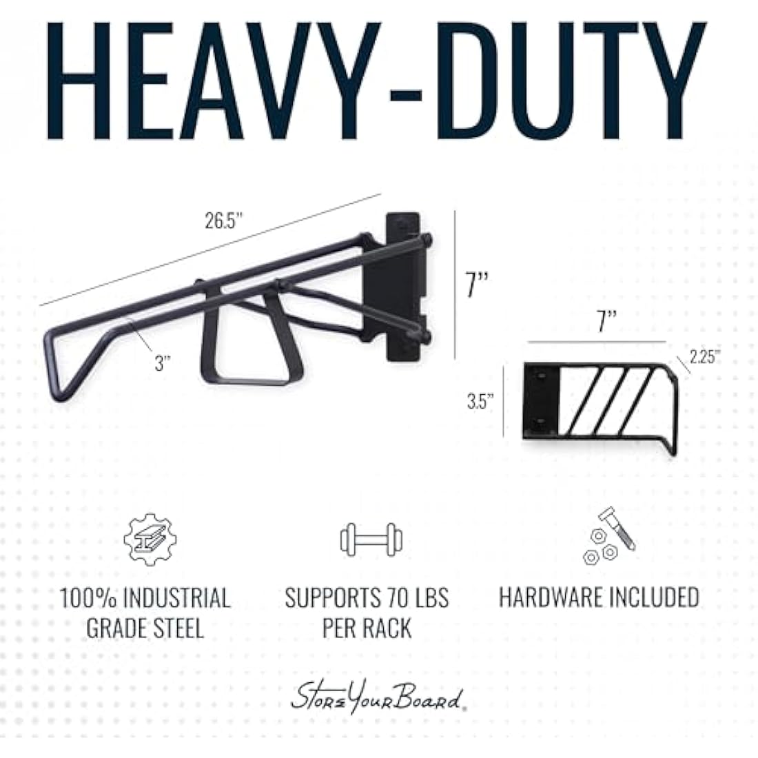 StoreYourBoard SwivelStow Mountain Bike Storage Rack 2 Pack – Heavy Duty Bike Hanger, No-Lift Bike Wall Mount for Garage Bike Storage, MTB and E-Bike, Holds 70 lbs, Patent-Pending