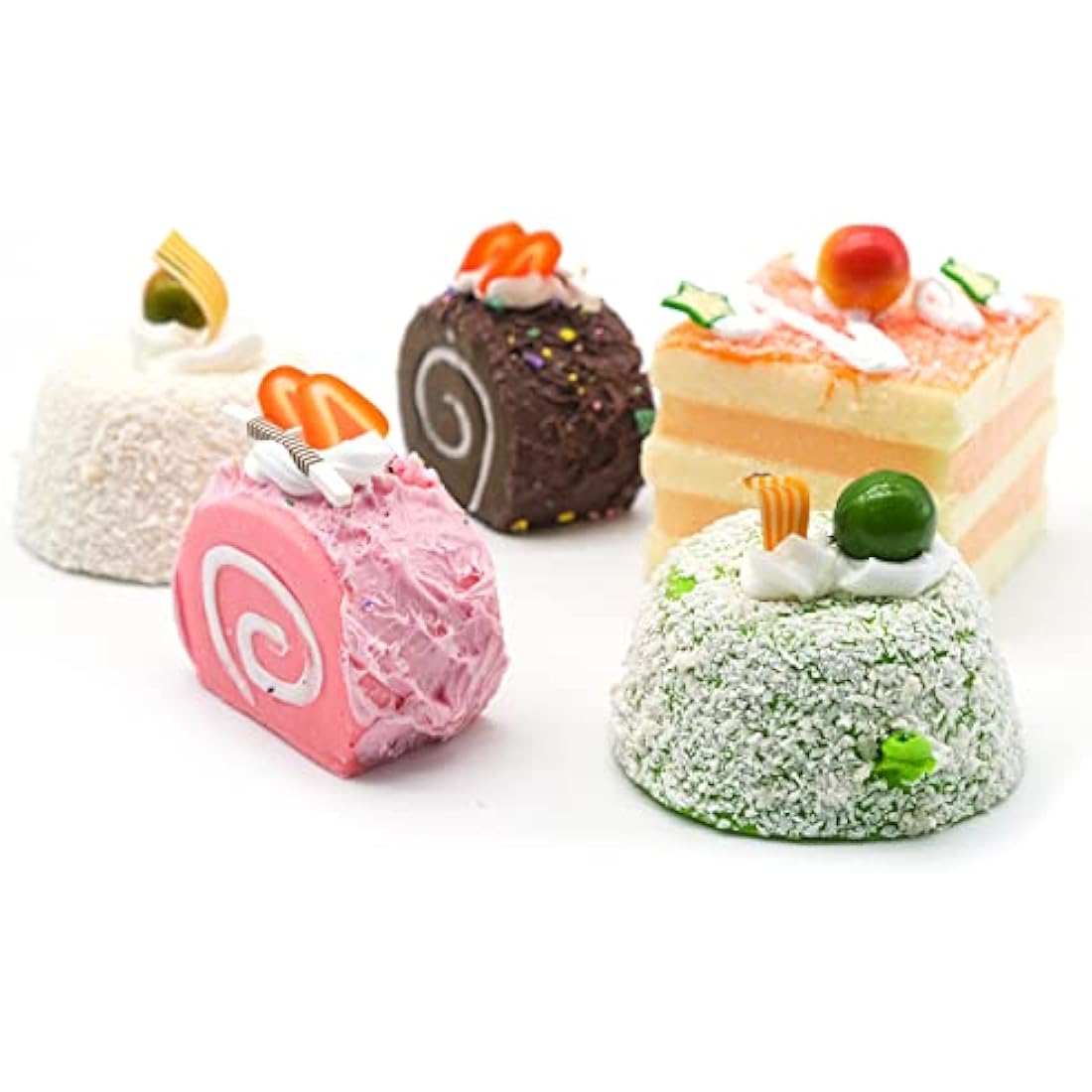 YHSKJCD Artificial Simulation Cake, 5Pcs Realistic Cake Dessert Fake Cake Food Model Realistic Cupcake Bread Dessert for Photography Props Kitchen Home Decoration Display