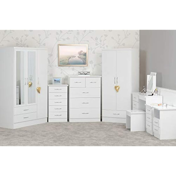 Seconique Nevada 5 Drawer Narrow Chest in White Gloss