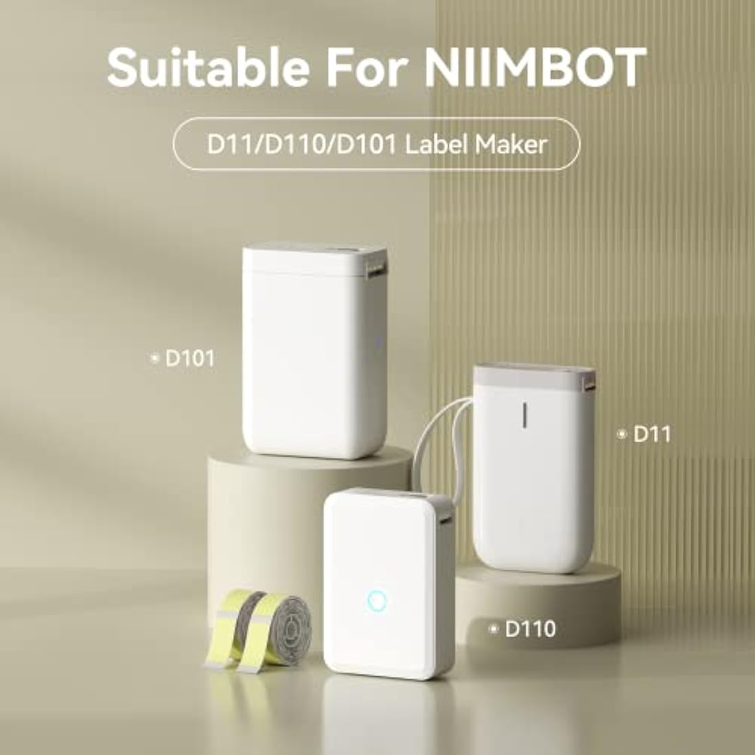 NIIMBOT Label Maker Tape 0.55" x 1.18" (14×30mm) Printer Sticker Paper with Self-Adhesive for D11/D110/D101 Label Maker,1 Roll of 195 (Clear Yellow)