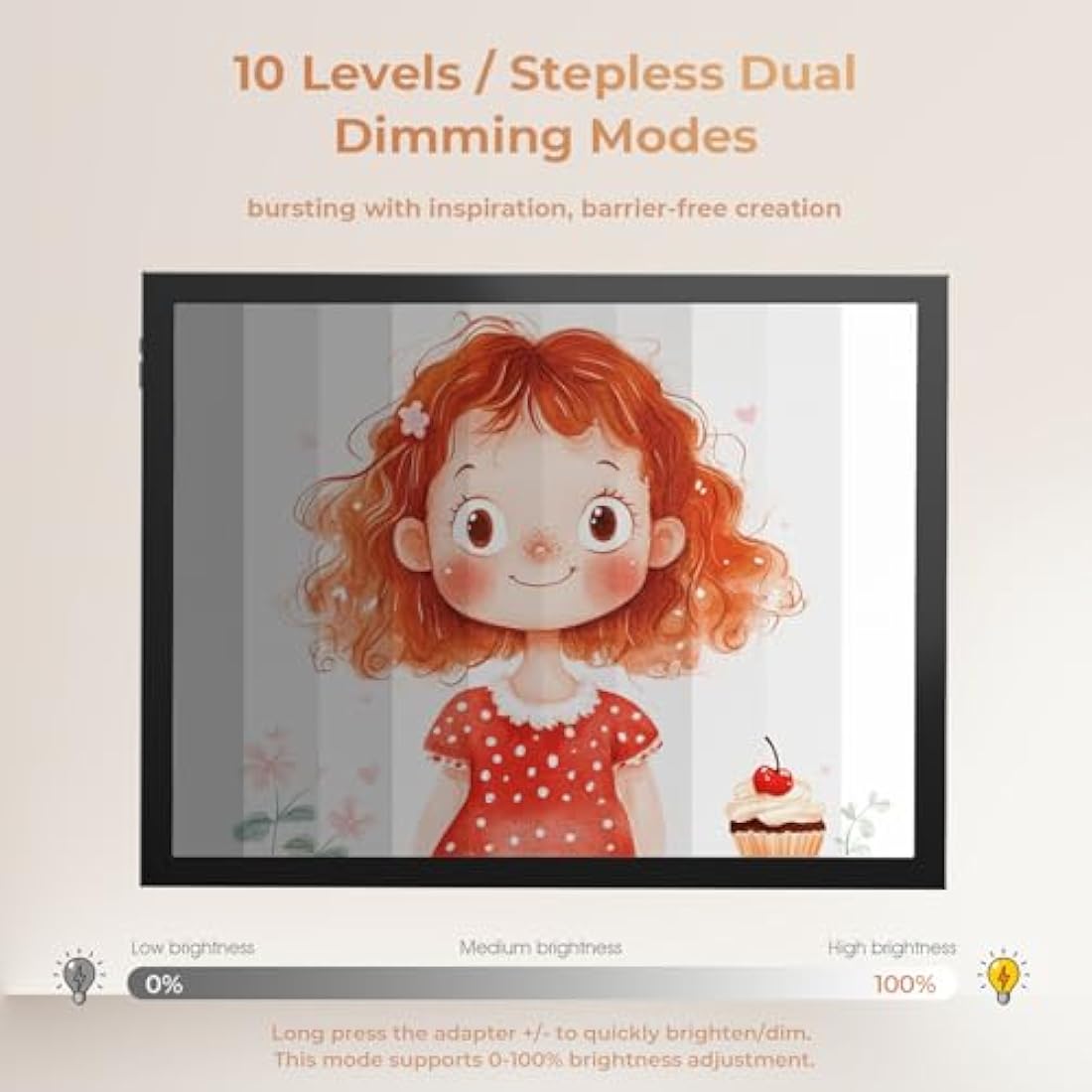 DONPODER A3 Light Box Portable LED Light Board for Diamond Painting, 10 Brightness Levels,5500 Lux Super Bright Ultra Thin Light Pad for Tracing and Crafts(42 x 32 cm)