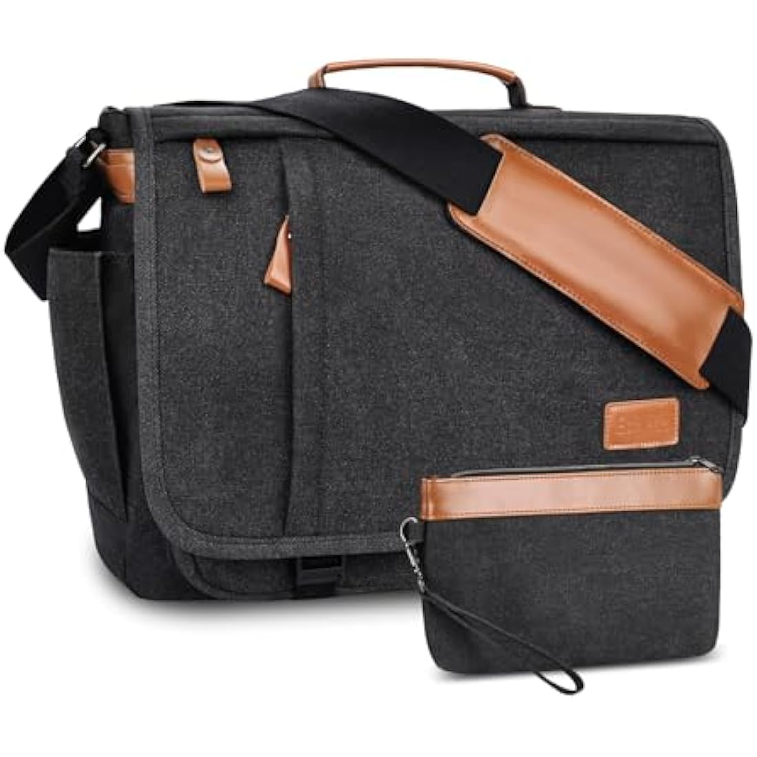 Estarer Laptop Messenger Bag 17.3 Inch Mens Large Satchel Shoulder Bag with Pencil Case for Work School(Dark Grey)