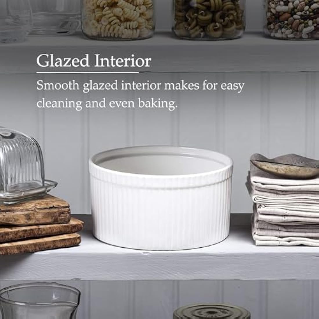 WM Bartleet & Sons 1750 T178 Traditional Porcelain Professional Soufflé Dish, 18cm Diameter, 1.6 LTR Capacity – White