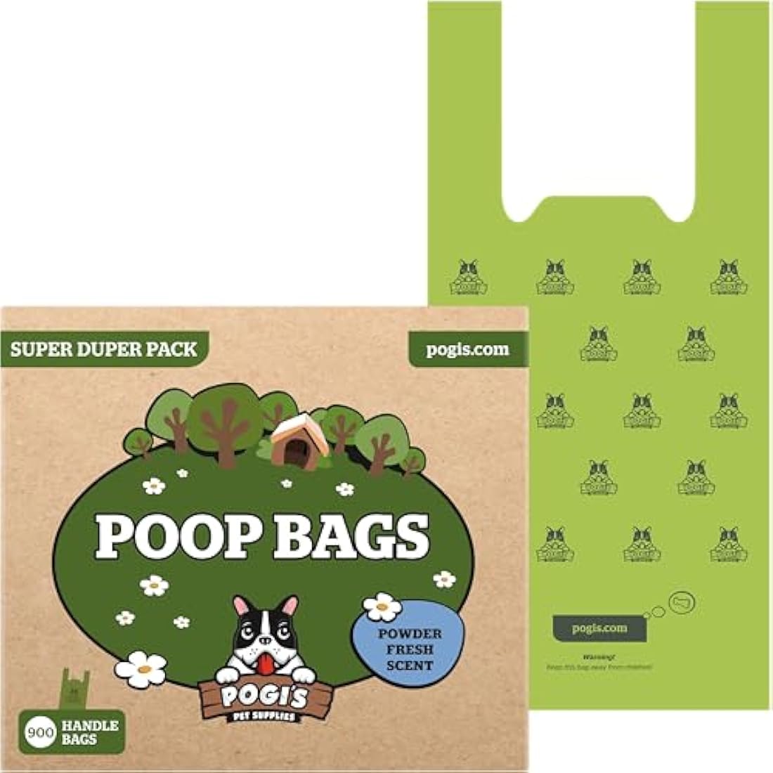 Pogi’s Dog Poo Bags with Handles – Extra Thick, Leak-Proof, Large, Fresh Scented, 900-Count
