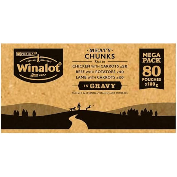 Winalot Meaty Chunks Mixed in Gravy Wet Dog Food 80x100g