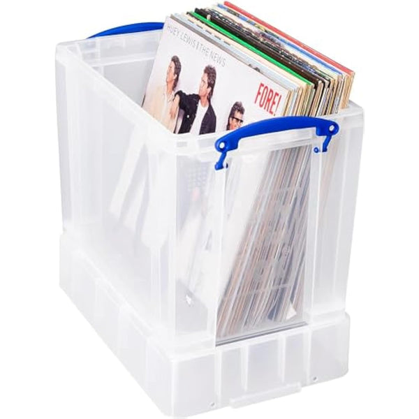 Really Useful Plastic Storage Box 19 Litre with XL Lid Clear - Secure, Transparent, and Stackable Storage Solution for 12" Files (‎39.5 x 33 x 25.5 cm)
