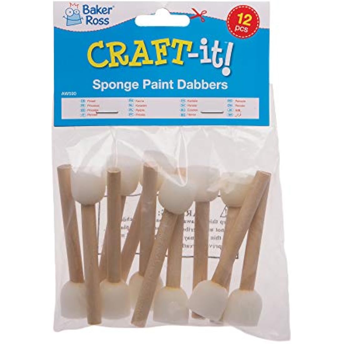 Baker Ross AW590 Mini Sponge Paint Dabbers (Pack of 12)
