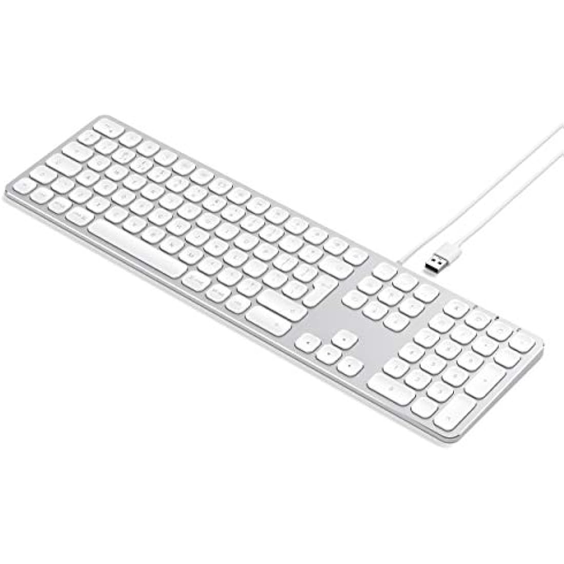 Satechi Aluminum Wired USB Keyboard with Numeric Keypad – for iMac Pro, iMac, Mac Mini, MacBook Pro/Air, Windows, PC or Laptop – Silver