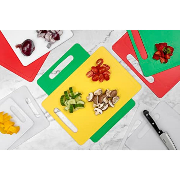 Chef Aid White Chopping Board Twin Pack, Multipurpose Cutting Board with Anti-Slip Surface, Dishwasher Safe with Handles, Large Board Measures 40cm x 30cm, Regular Board 35cm x 25cm