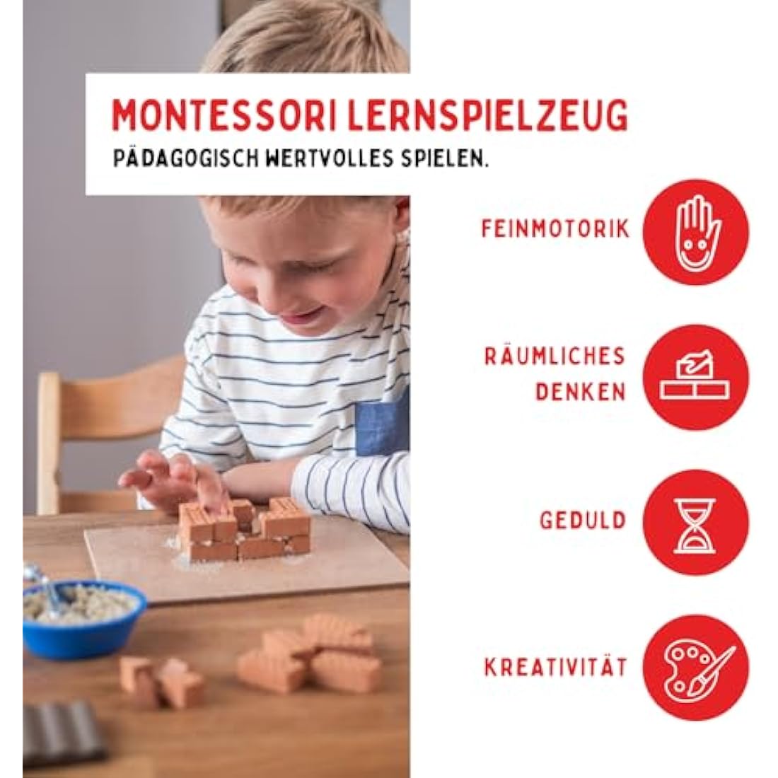 Teifoc 1000 - Basic starter set - Build with real Bricks & Cement, for 6 Months To 18 Years