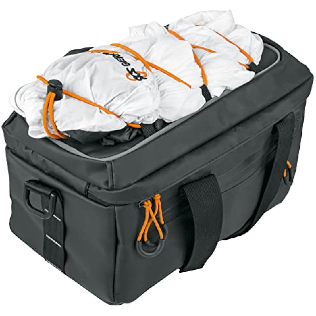 SKS GERMANY Infinity Topbag Bicycle Pannier Rack Bag (Compatible with MIK System, Waterproof Fabric, Removable Shoulder Strap, Reflective Elements, 7 Litre Capacity), Black