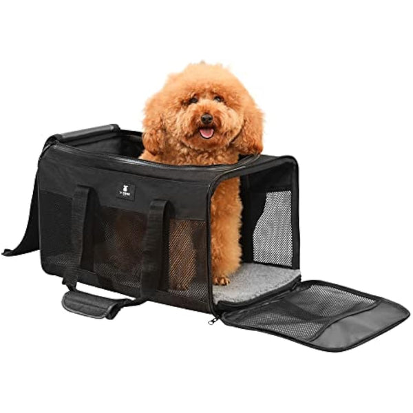 X-ZONE PET Airline Approved Soft-Sided Pet Travel Carrier for Dogs and Cats (Large, Black)