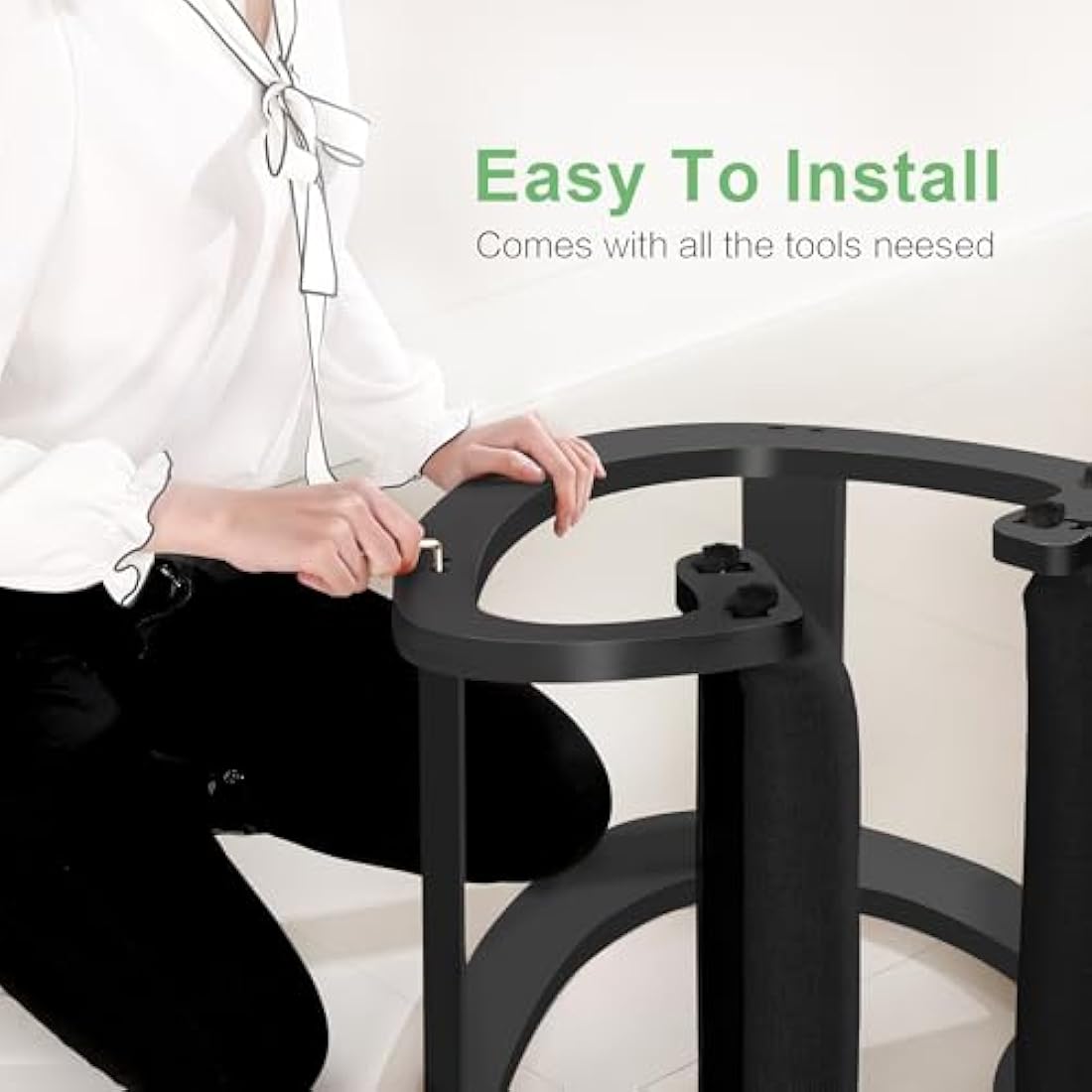 Predawn Adjustable Ergonomic Kneeling Chair – Rocking Posture Stool with Thick Cushion, Solid Wood Frame, Height Adjustable for Adults, Office or Home Meditation Seat for Back Pain Relief (Black)