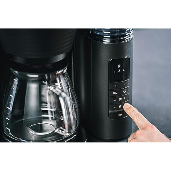 Melitta Filter Coffee Machine with Integrated Ceramic Grinder with 11 Settings, Adjustable Strength, Makes 2 to 10 Cups, Timer Function, AromaFresh II, 3.7 kg, Black, UK Plug