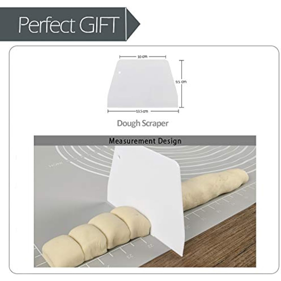 Super Kitchen Nonstick Silicone Baking Pastry Mat with Dough Scraper, Nonslip Kneading Board Mat Fondant Rolling Sheet, Baking Equipment Accessory, Art Craft Mat, Table Placemat (80 x 60 cm, Grey)