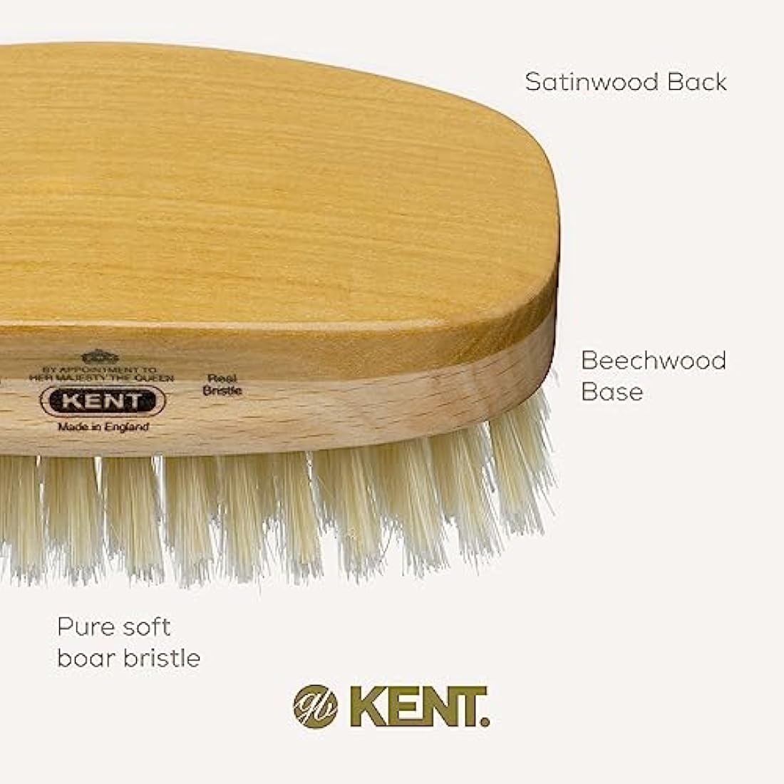Kent Rectangular Satinwood Soft White Bristle Brush - MS23D (PACK OF 1)