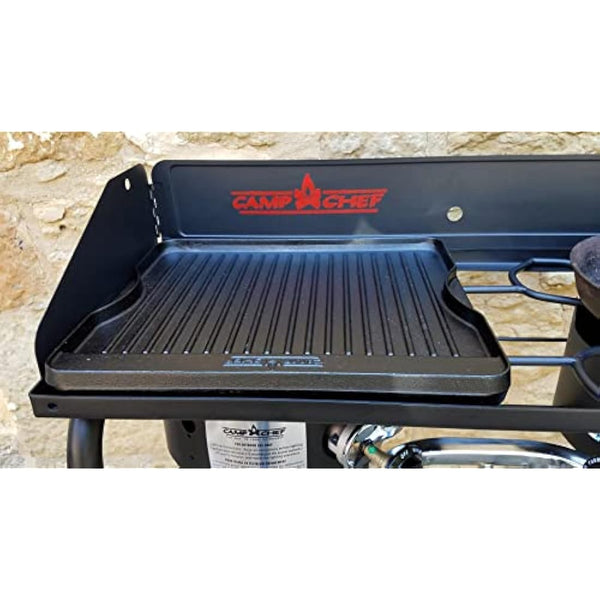Denmay Cast Iron Griddle, 34 x 40 CM, Double-Sided Reversible Grill/Griddle Combo, Heavy Duty, Black, Rectangular, Griddle Plate for Campchef stoves