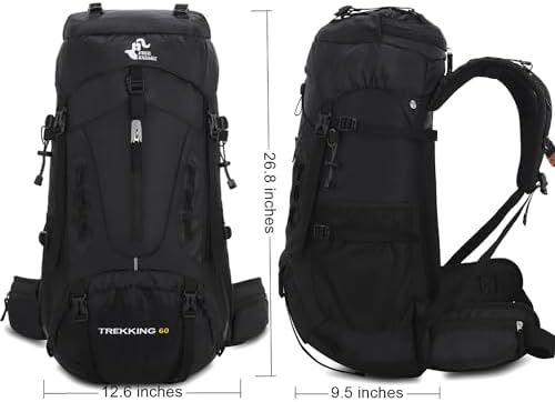 Bseash 60L Waterproof Lightweight Hiking Backpack with Rain Cover,Outdoor Sport Travel Daypack for Climbing Camping Touring