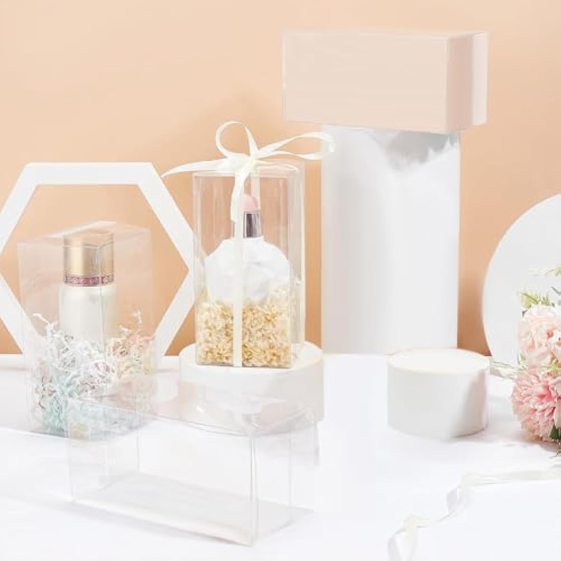 BENECREAT 20PCS 14x7x7cm Clear Wedding Favour Boxes Rectangle PVC Transparent Gift Boxes for Cake Candy Chocolate Birthday Party