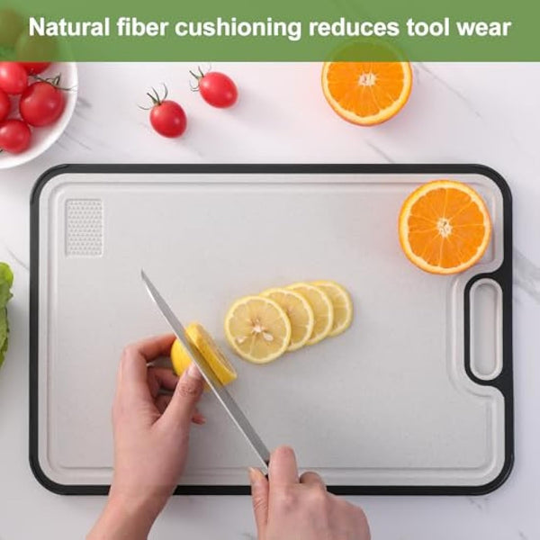 Titanium Cutting Board for Kitchen, Double Side Large Cutting Board for Meats, Fruits and Vegetables, Chopping Board with with Juice Groove, 38.5x26.5cm
