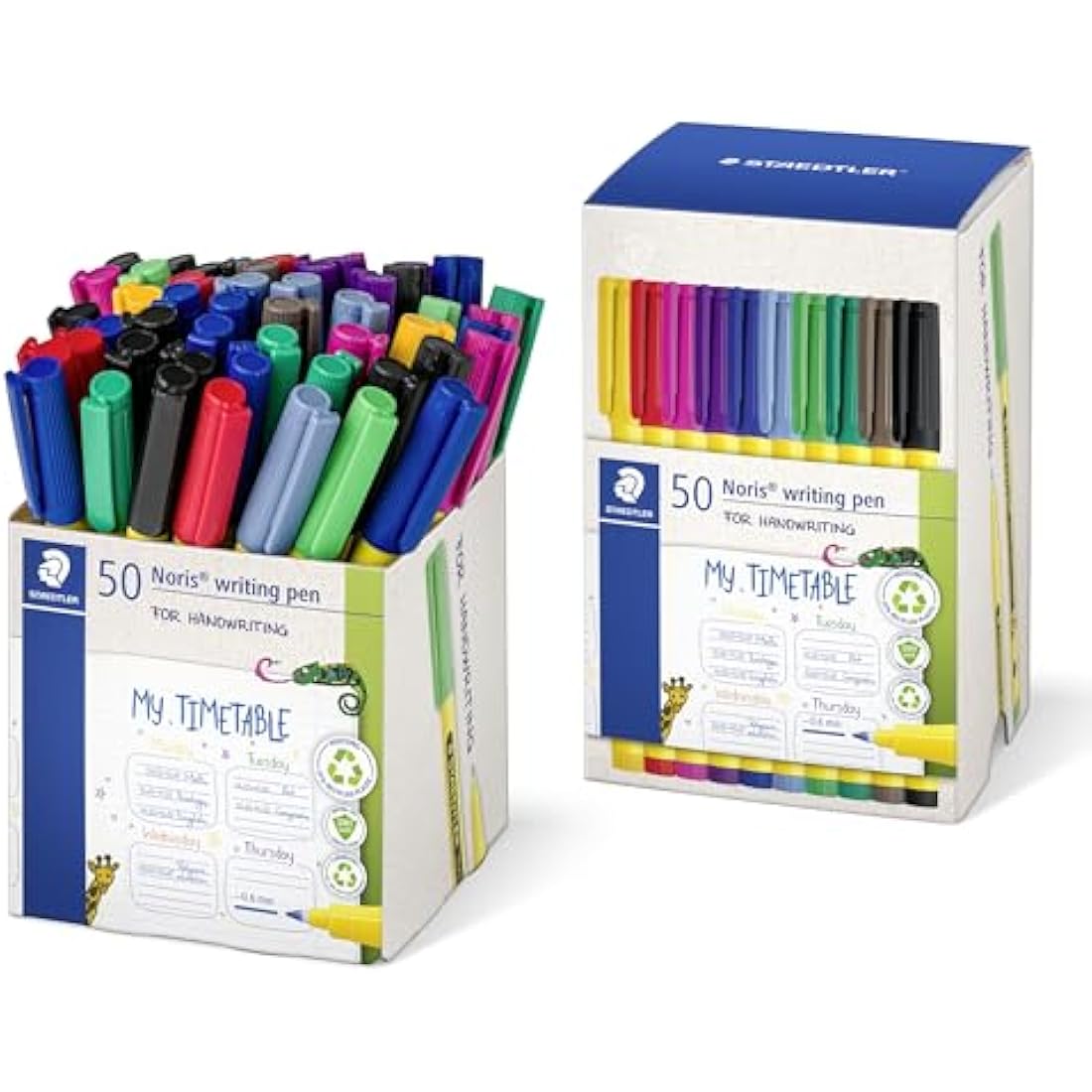 STAEDTLER Noris - Handwriting Pen - 5 x 10 Assorted Colours - Pack of 50, 307-S CT50