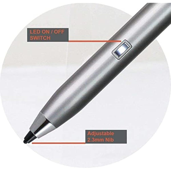 Broonel Silver Fine Point Digital Active Stylus Pen - Compatible With Nokia T20 Android 11 4G LTE 10.36" Tablet