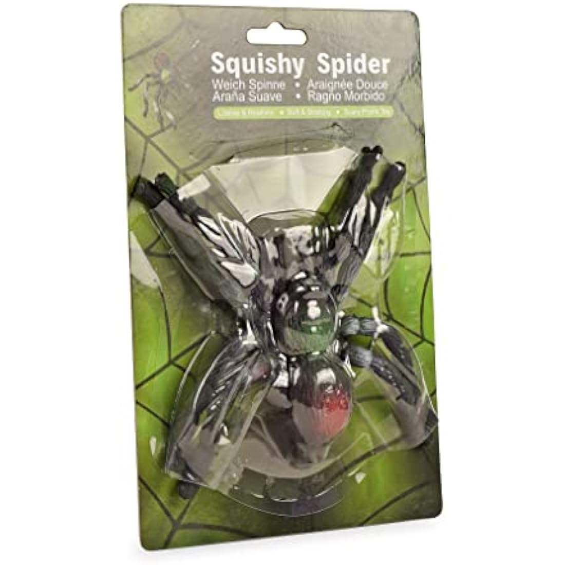 BOHS Rubber Jiggly Spider - Stretch & Squeeze - Realistic Big Soft Stretchy - Halloween Squishy Toy - Prank Bugs