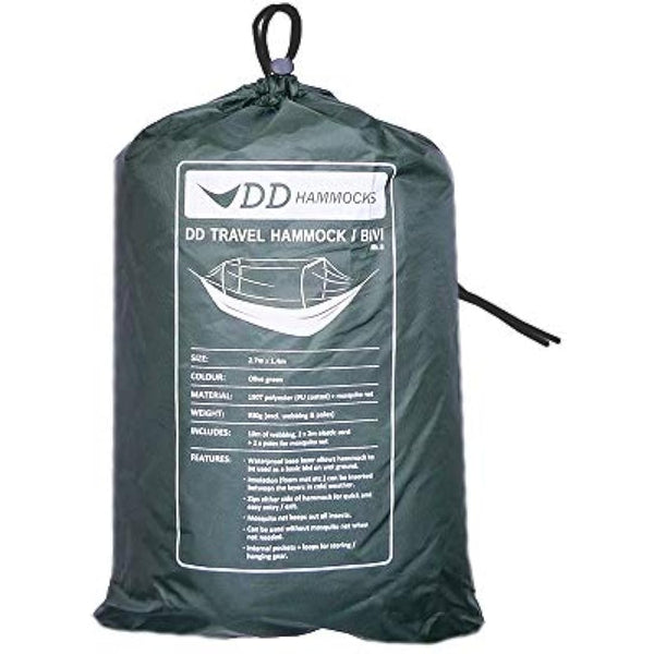 DD Hammocks Travel Hammock/Bivi - Insect Proof Camping Hammock And Ground Shelter Multi-Use With Fine Bug Mesh For Hiking Adventure Olive Green