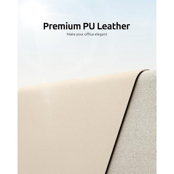 YSAGi Leather Desk Mat, Large Mouse Mat, Non-Slip Desk Pad, Waterproof PU Leather Table Protector Writing Pad for Office and Home (60 x 35 cm, Beige)